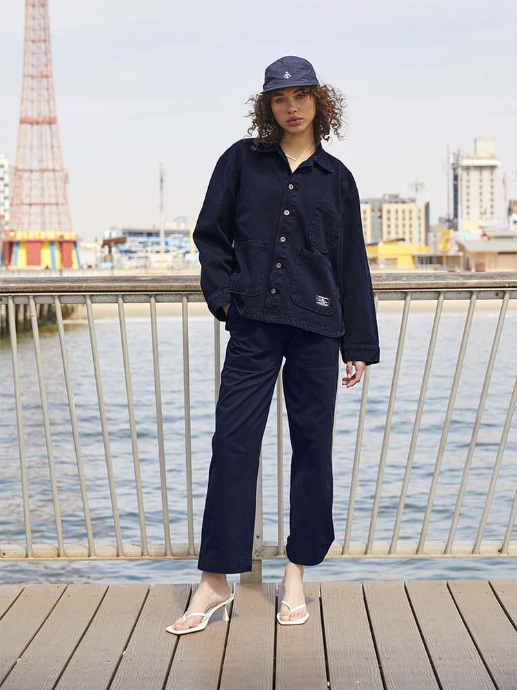 WOMEN'S CANVAS CHORE COAT - CLASSIC BUTTON-DOWN - DUSTY PURPLE / M Product Image