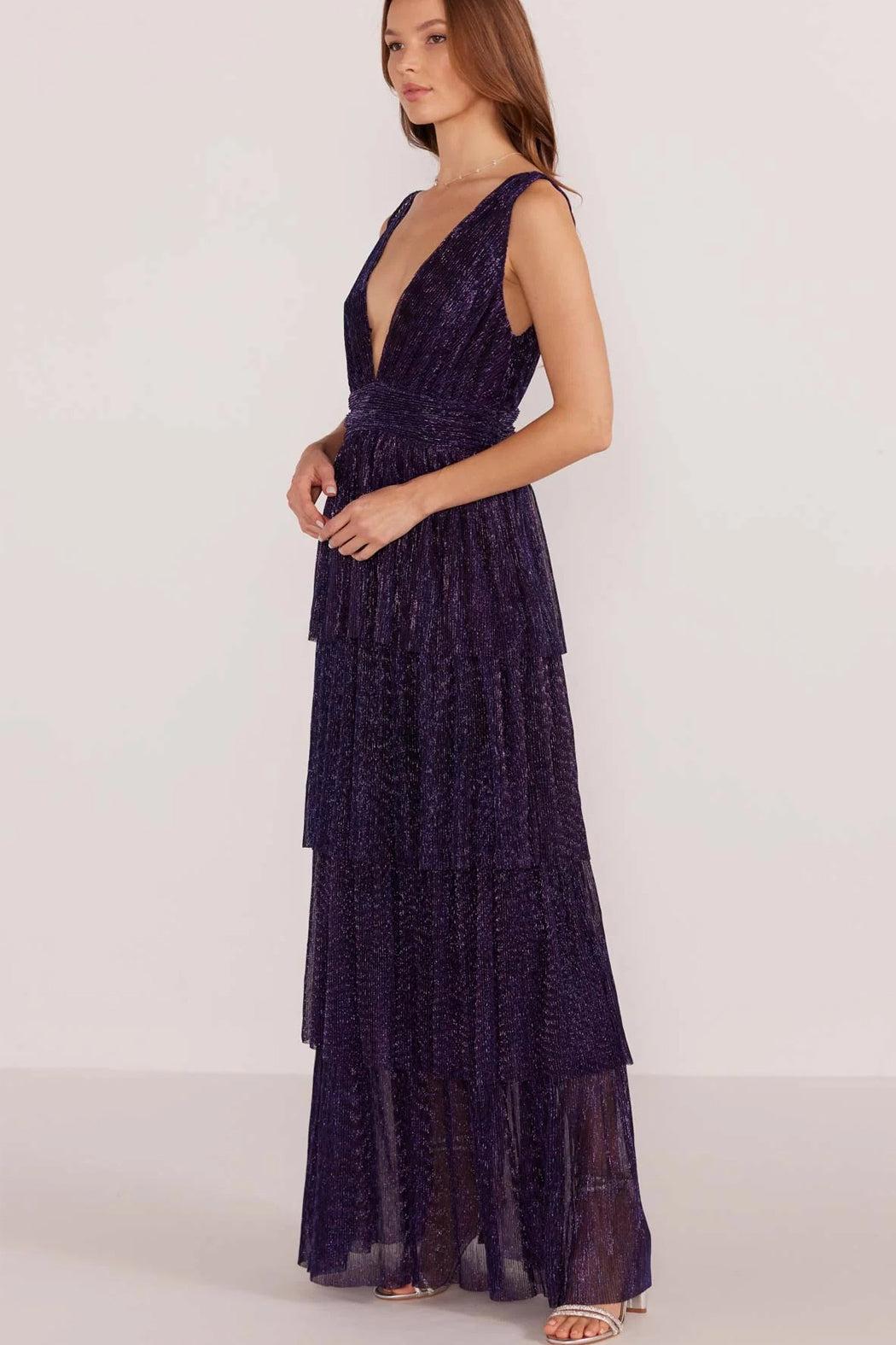 Enya Lurex Plisse Midi Dress Product Image