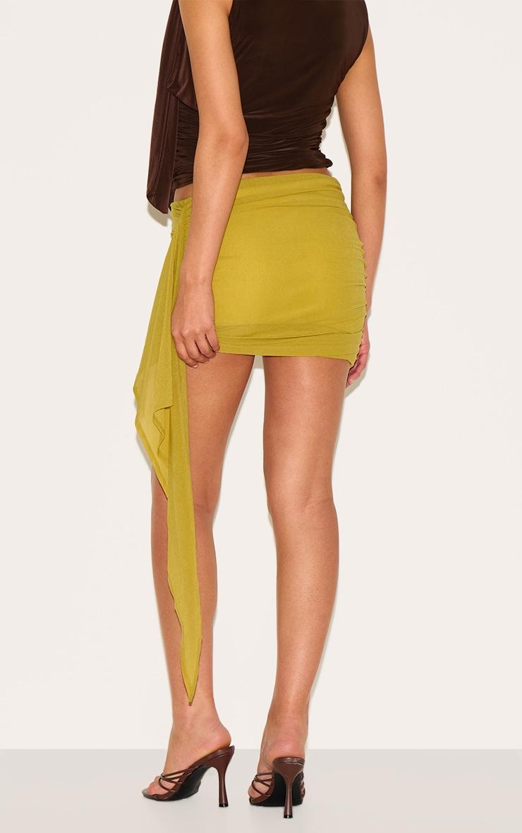 Petite Green Chiffon Drape Side Ruched Mini Skirt Product Image