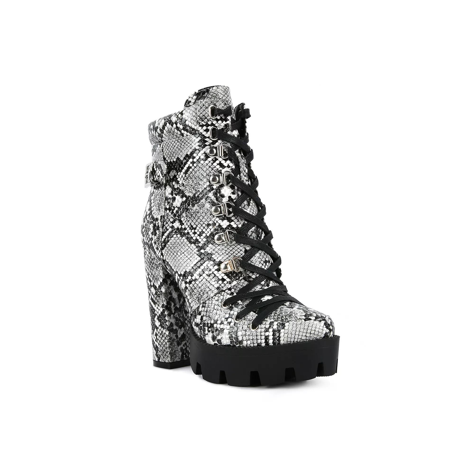 London Rag Spruce Women's Platform Ankle Boots, Size: 7, Black Snake Product Image