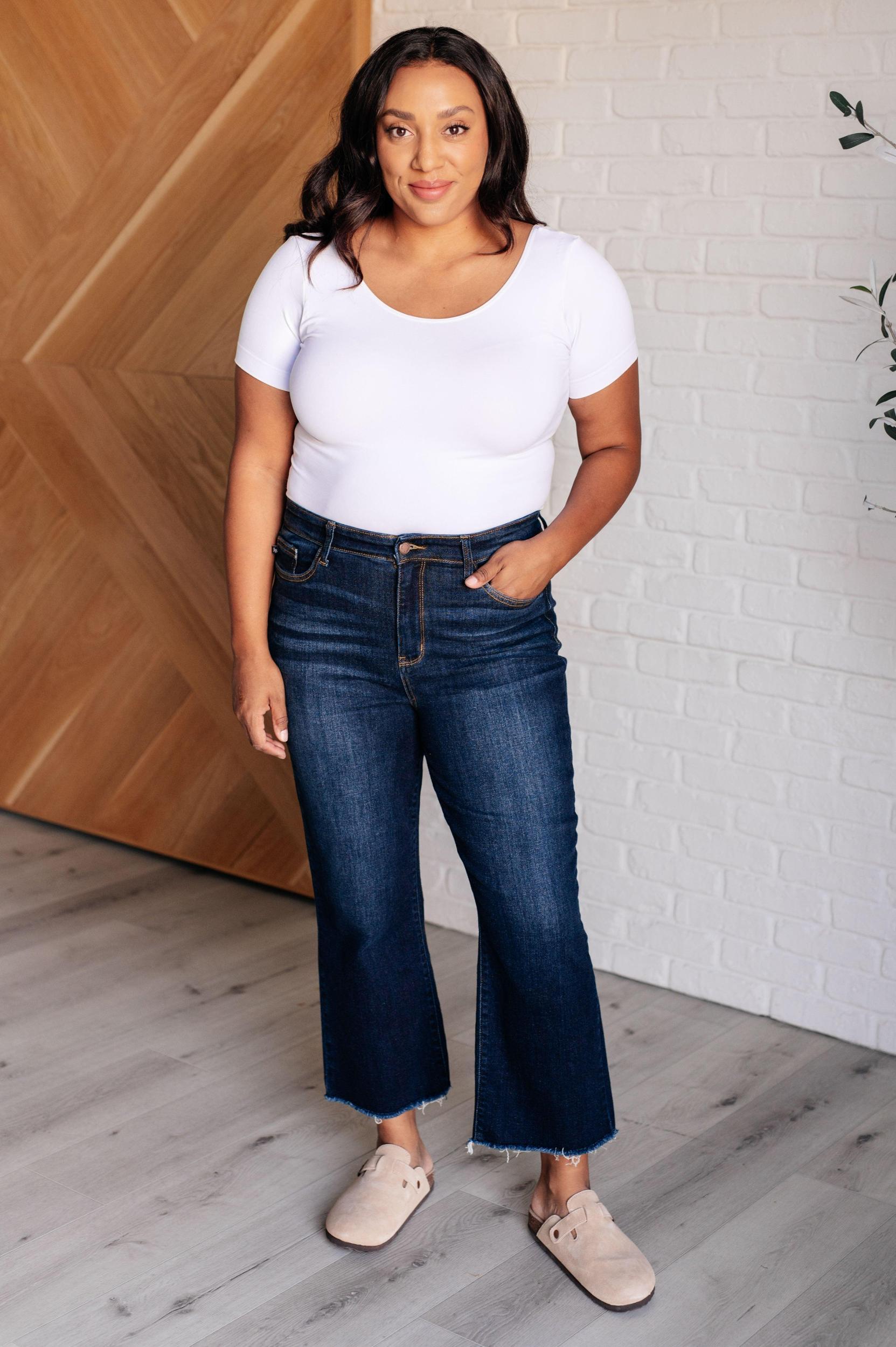 Judy Blue High Rise Cropped Wide Leg Jeans Product Image