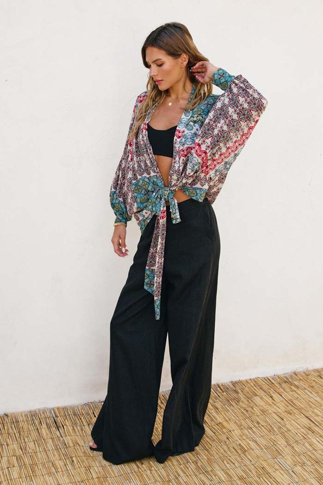 Sky Rider Tie Detail Kimono Product Image
