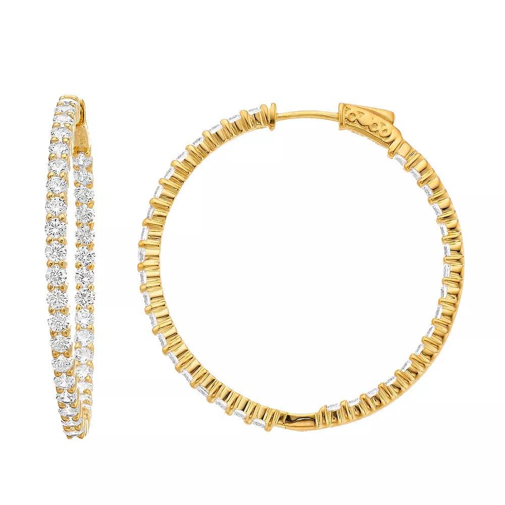 Rosabella Sterling Silver Cubic Zirconia Inside Out Hoop Earrings, Women's Product Image