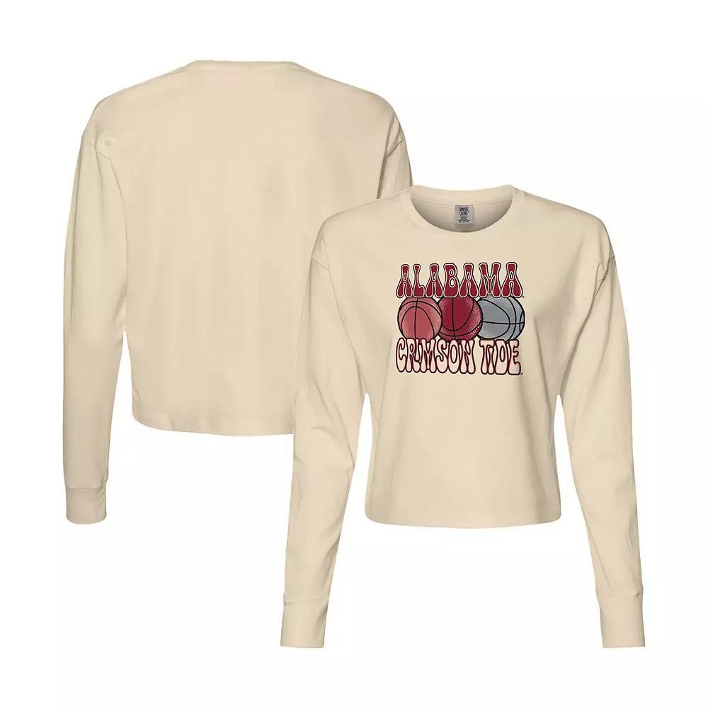 Womens Natural Alabama Crimson Tide Comfort Colors Basketball Cropped Long Sleeve T-Shirt Product Image