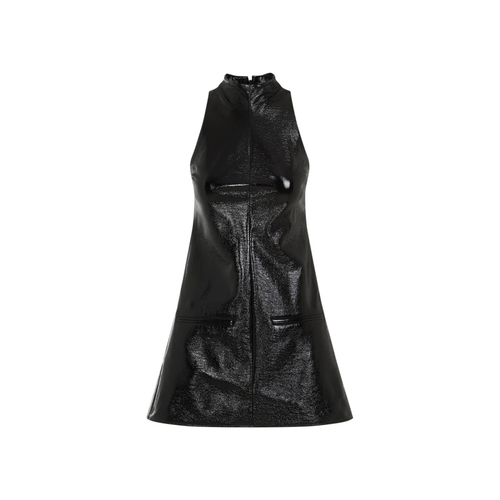 COURRÈGES A-line Vinyl Mini Dress In Black Product Image