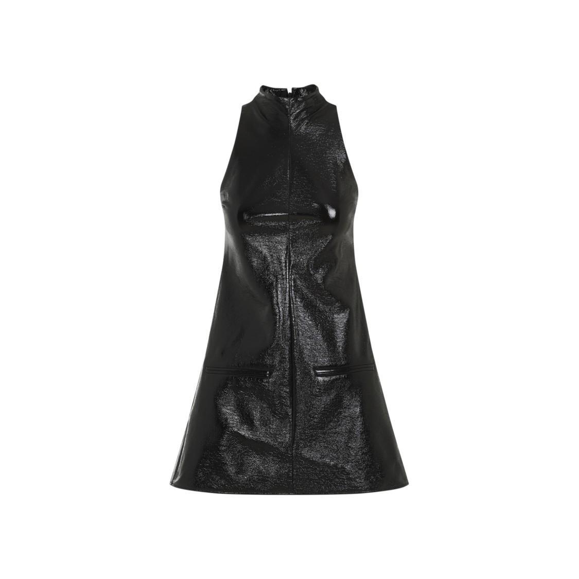 COURRÈGES A-line Vinyl Mini Dress In Black Product Image