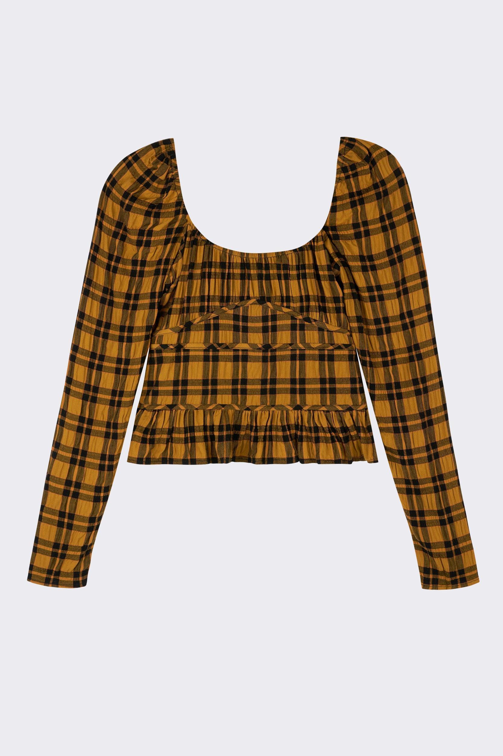 Salma Top - Gold Plaid Product Image