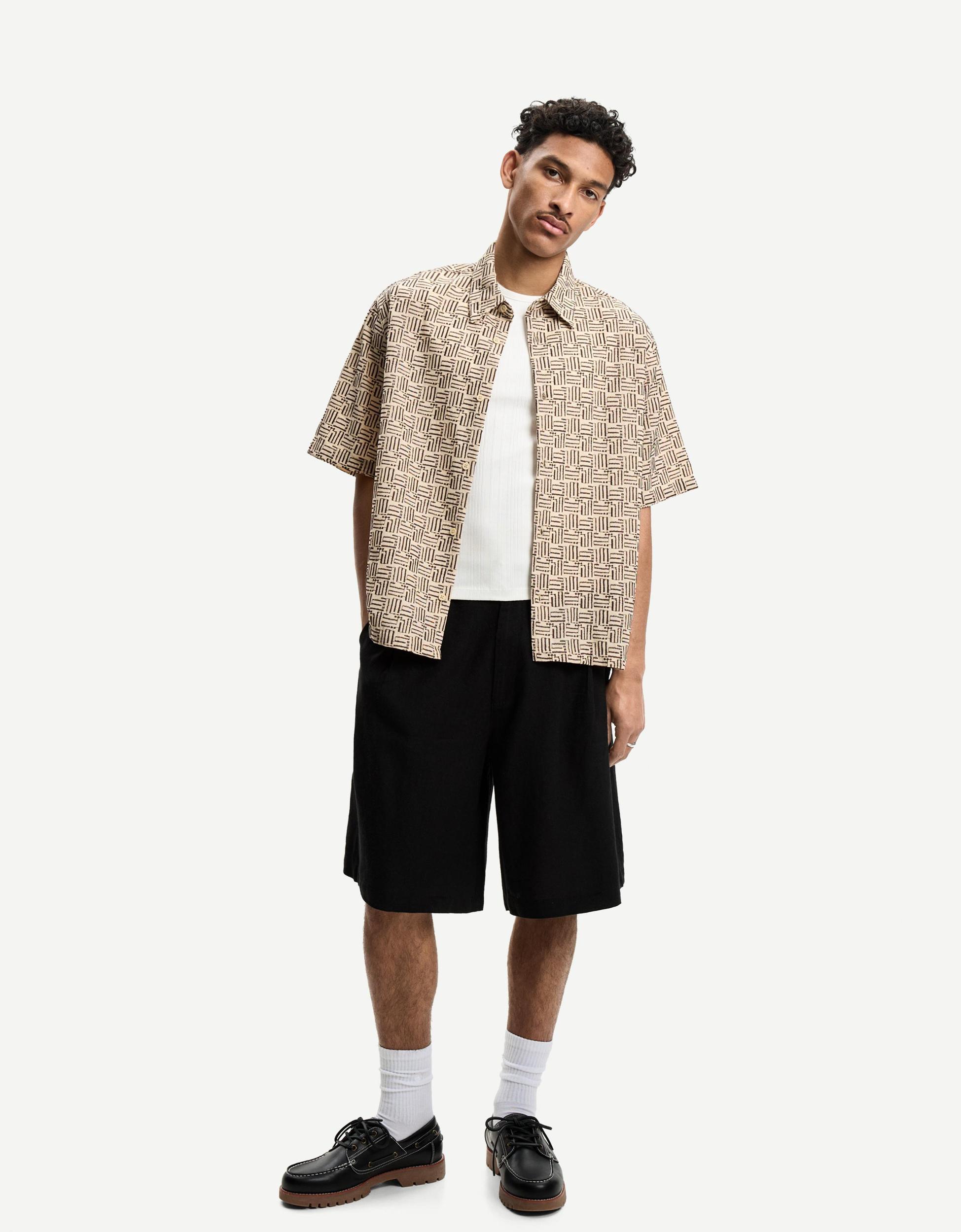 Embroidered short sleeve boxy fit shirt Product Image