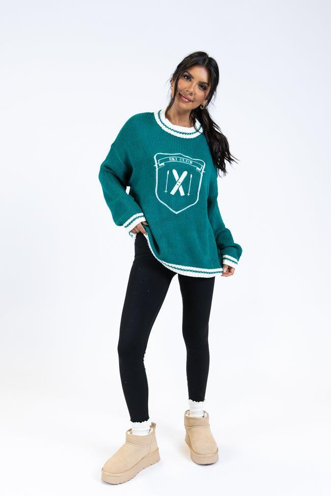 Ski Club Green and Ivory Embroidered Sweater FINAL SALE Product Image