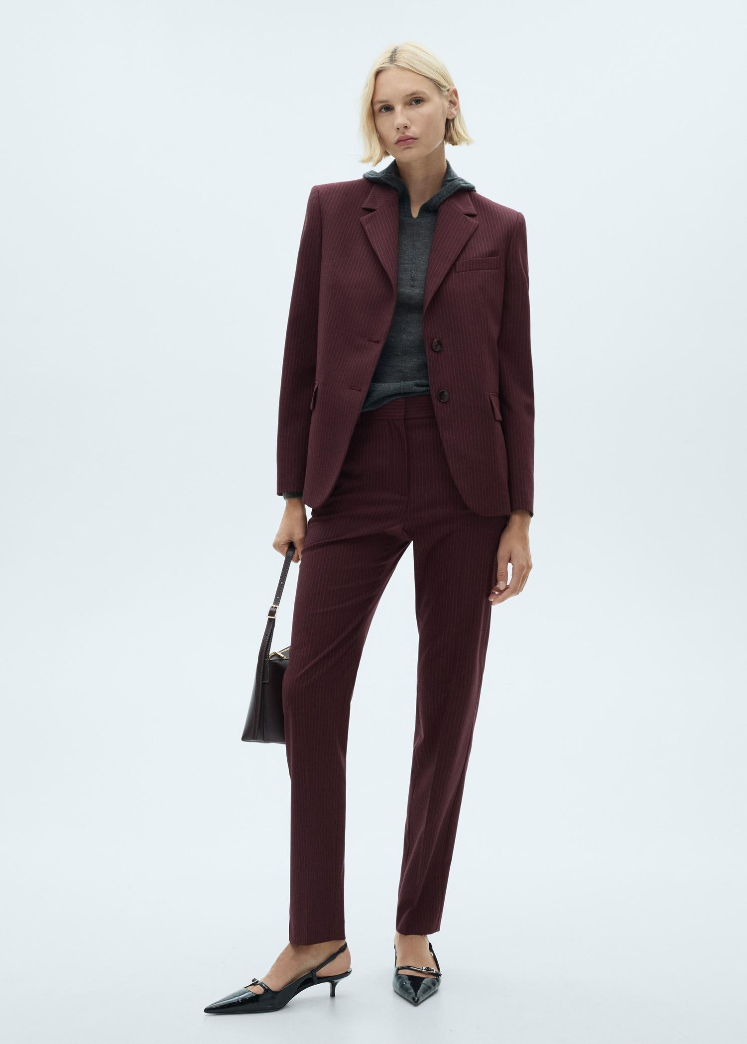 Pinstripe suit jacket - Women | MANGO USA Product Image