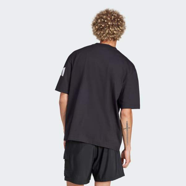 adidas Essentials Loose Fit 3 Bar Logo Tee White M Mens Product Image