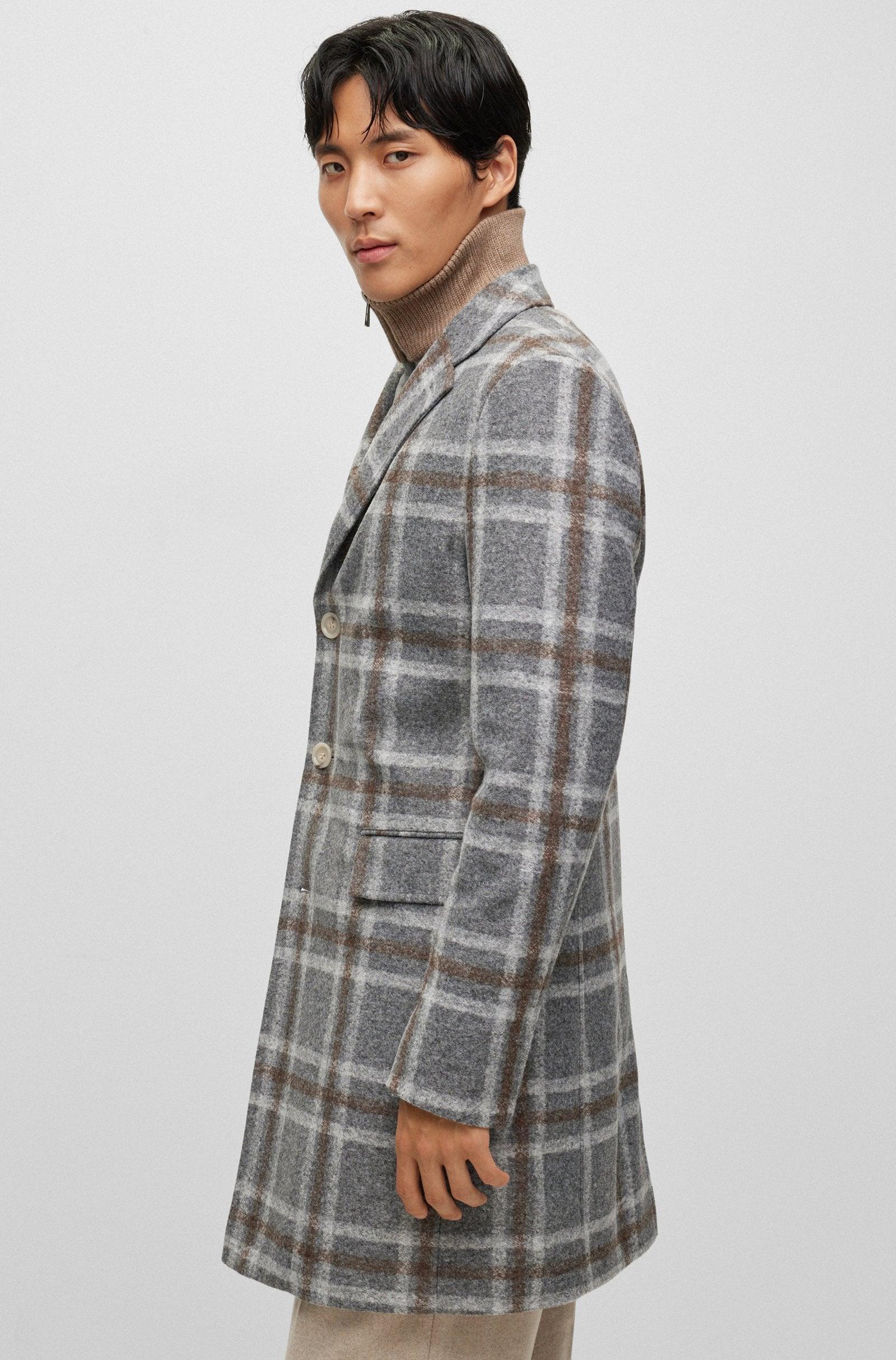 BOSS Slim Fit Grey Coat With Zip Up Inner Product Image
