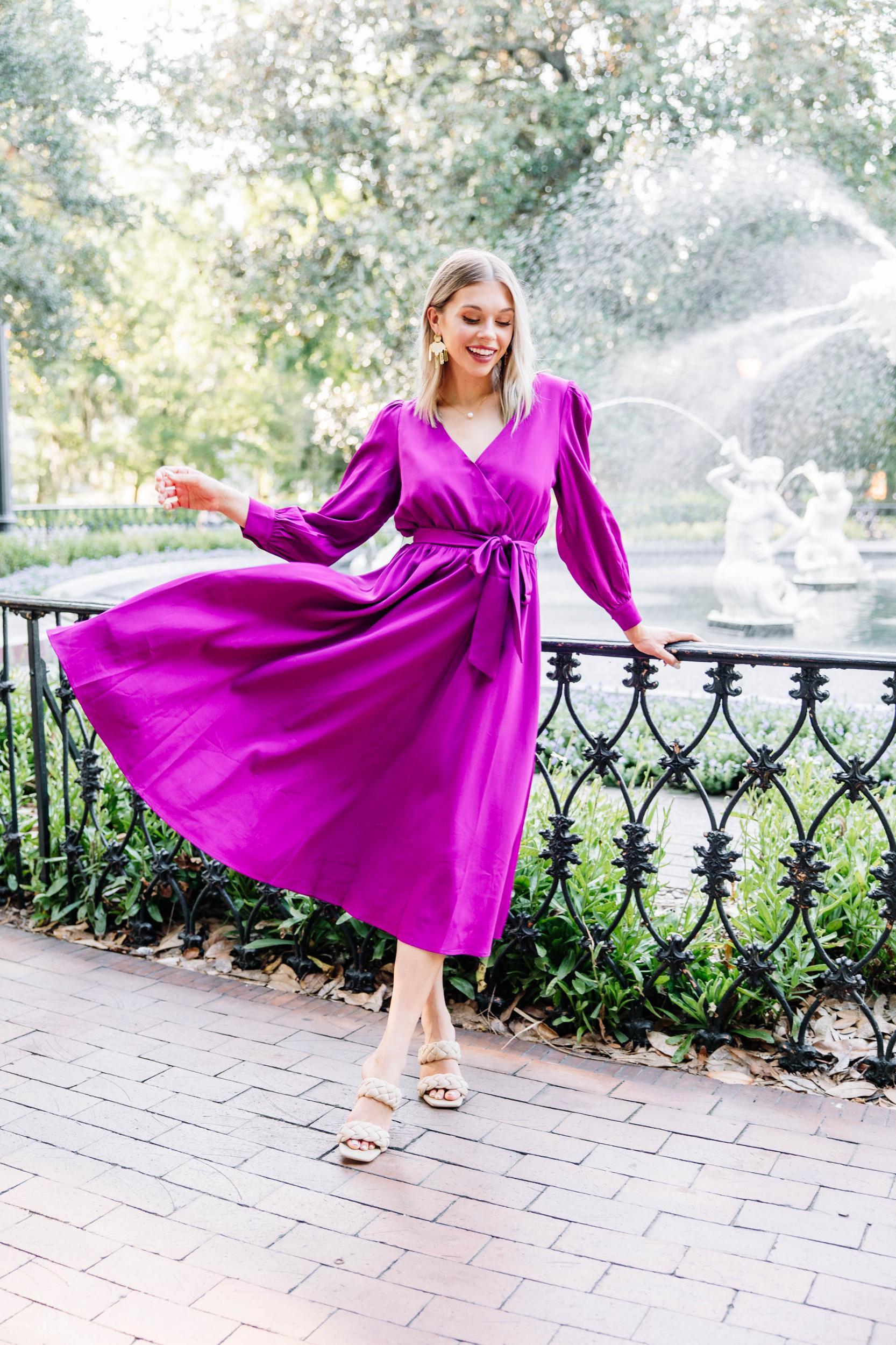 All About You Magenta Purple Midi Dress Female Product Image