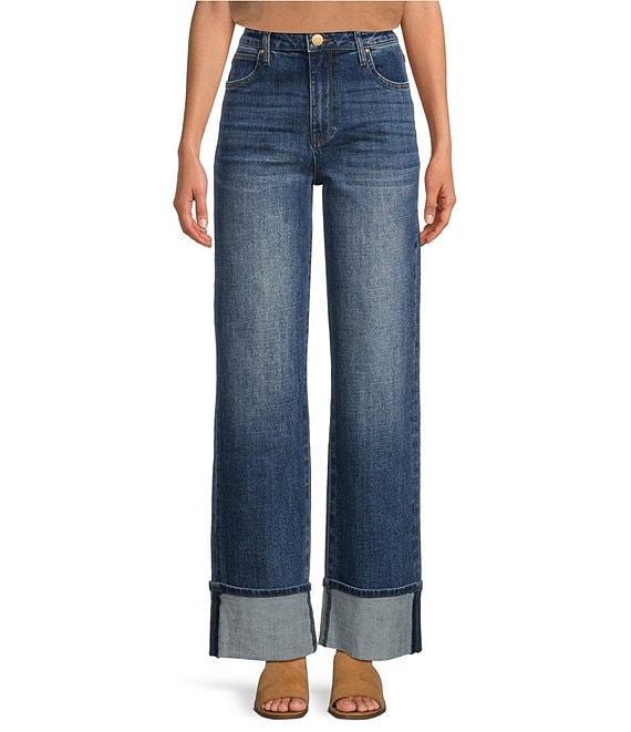 KUT from the Kloth Sienna High Rise Wide Leg Roll-Up Hem Jeans Product Image