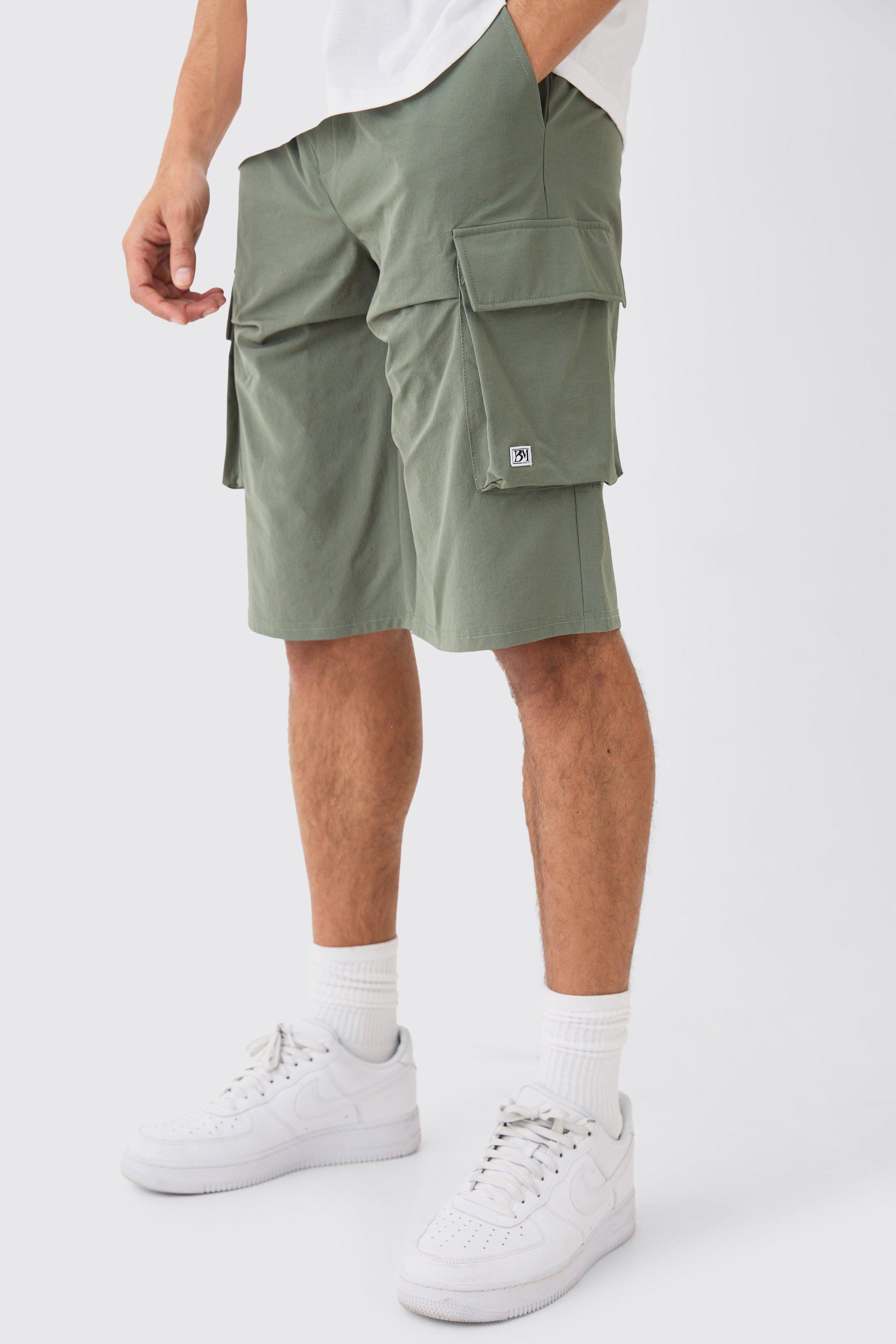 Elasticated Relaxed Technical Stretch Short With Branding | boohooMAN USA Product Image