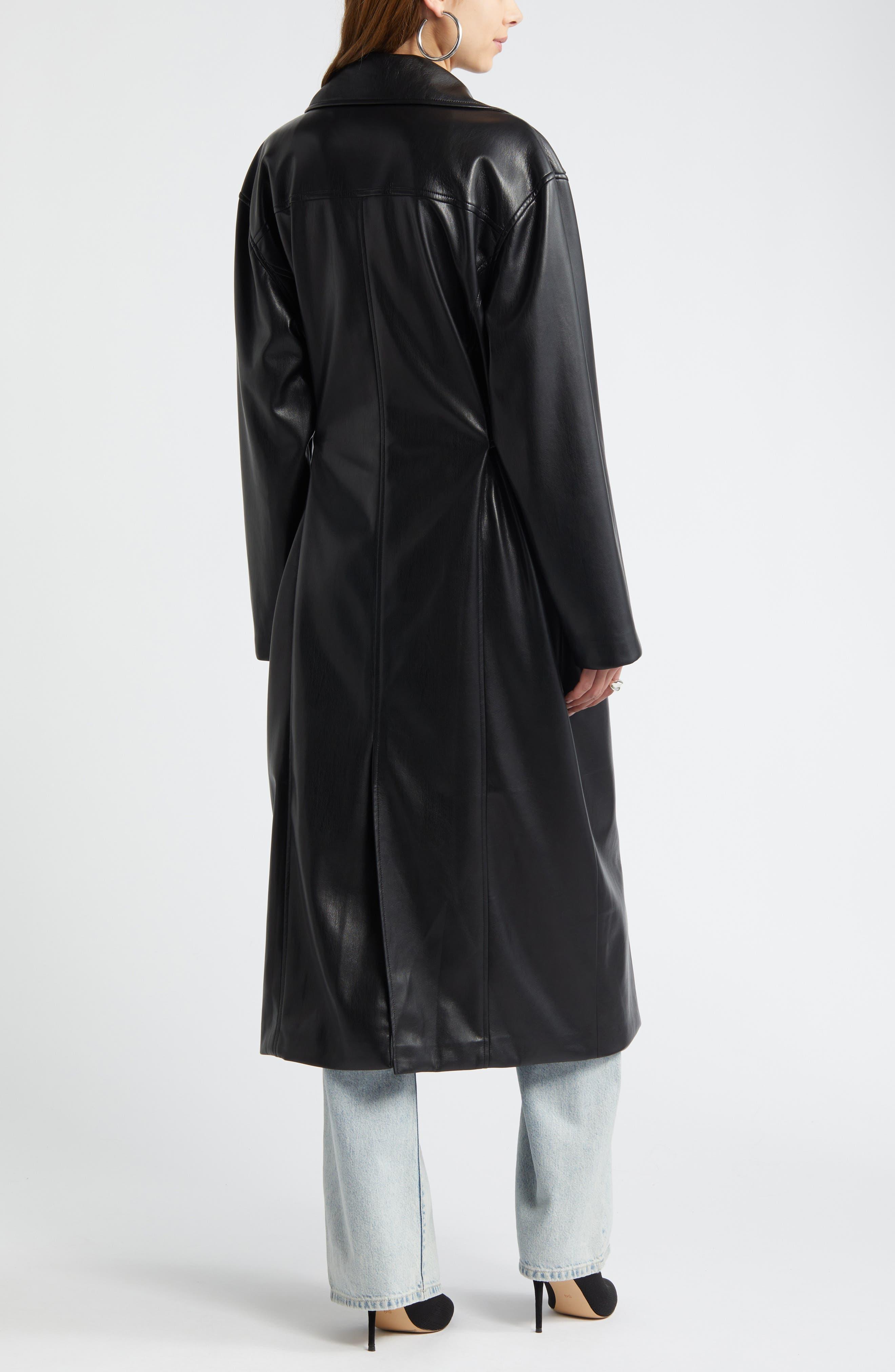 Faux Leather Trench Coat Product Image