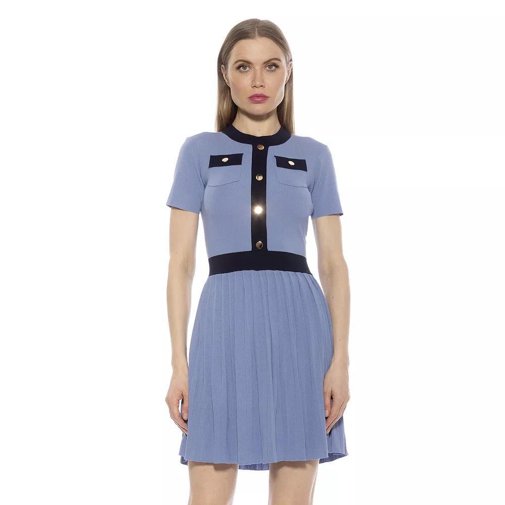 Women's ALEXIA ADMOR Anders Fit And Flare Knit Dress, Size: Medium, Blue Product Image