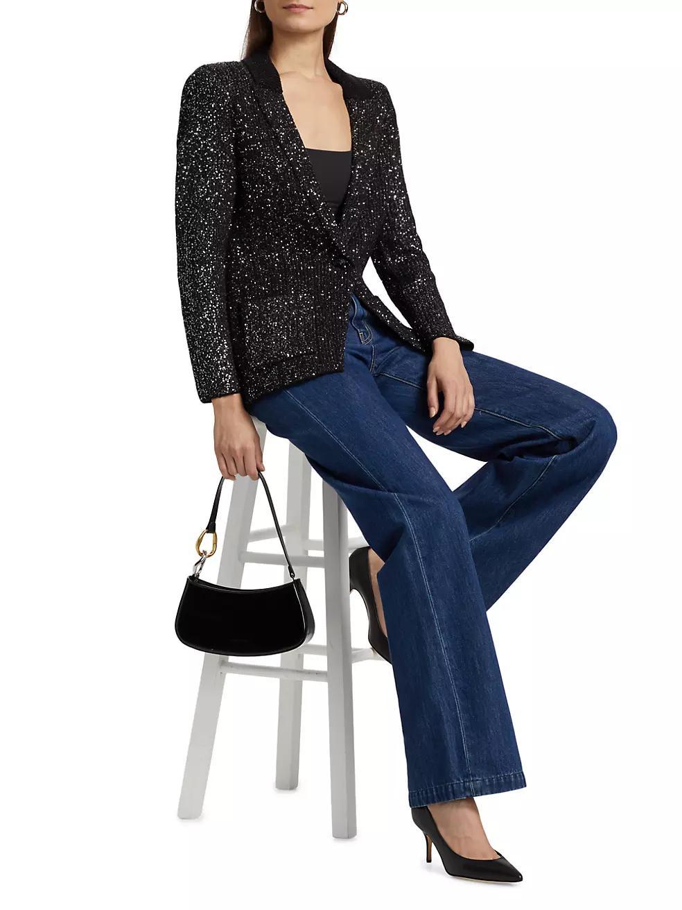 Leonora Sequin Knit Single-Breasted Blazer Product Image