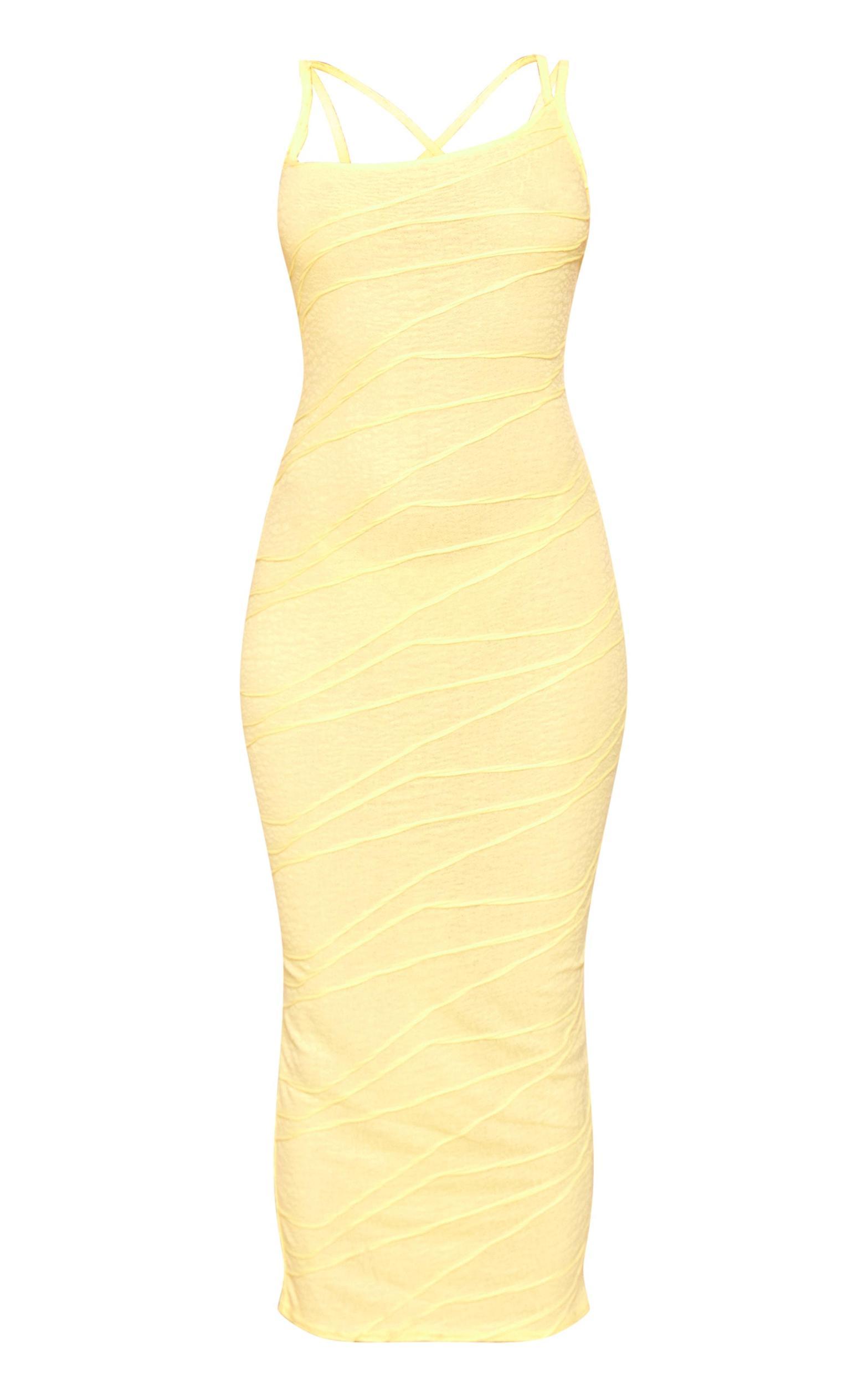 Lemon Textured Double Strap Midaxi Dress Product Image