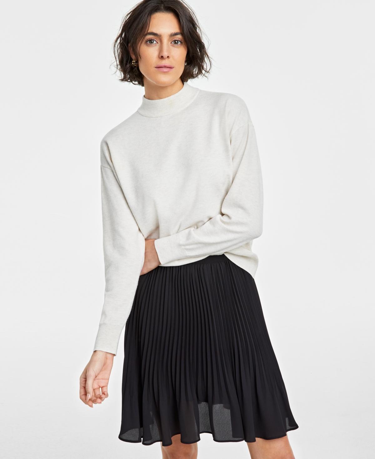 On 34th Womens Mock Neck Jersey Sweater, Created for Macys Product Image
