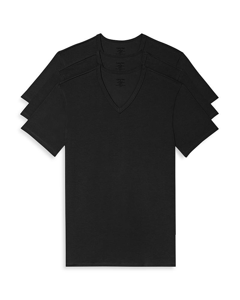 Calvin Klein Cotton Stretch Moisture Wicking V Neck Tees, Pack of 3 Product Image