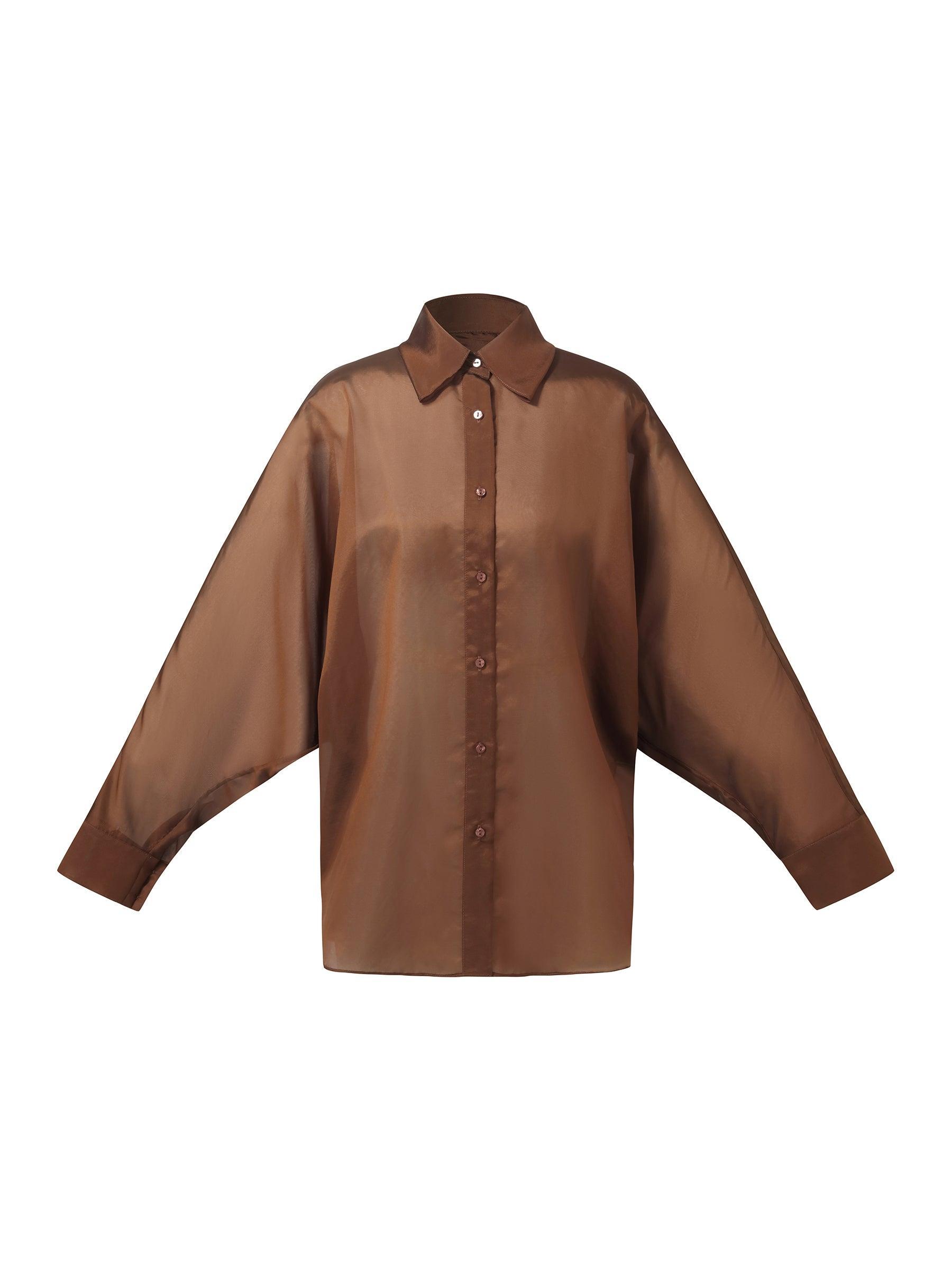 Mulberry Silk Blend Women Batwing Sleeves Oversized Shirt Product Image
