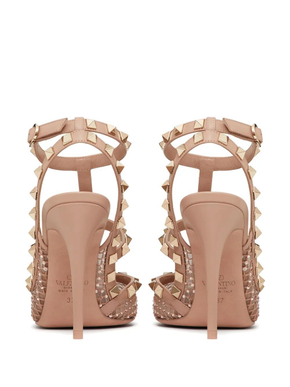 Rockstud 100mm crystal-embellished mesh pumps Product Image