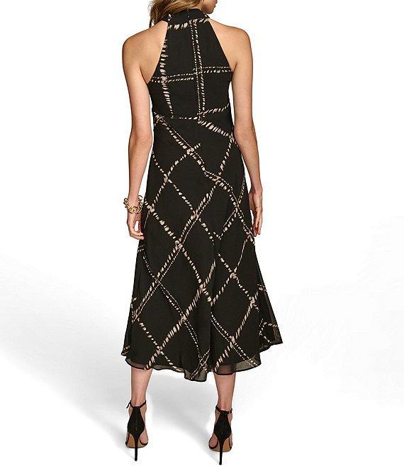 Donna Karan Halter Neck Chiffon Printed Maxi Slip Dress Product Image
