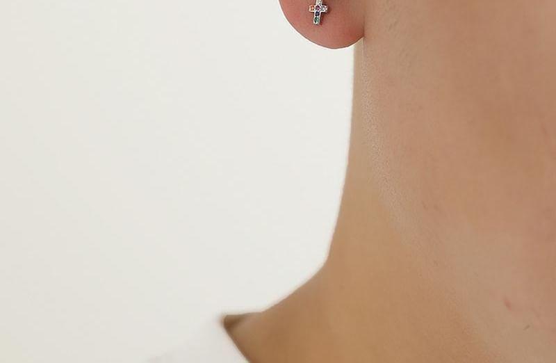 CZ Cross Stud Earring Product Image