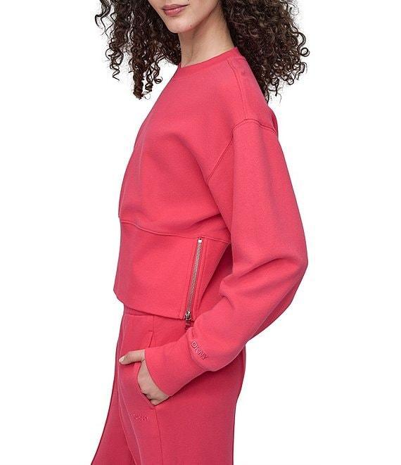 DKNY Sport By Donna Karan French Terry Cropped Crew Neck Side Zip Pullover Product Image