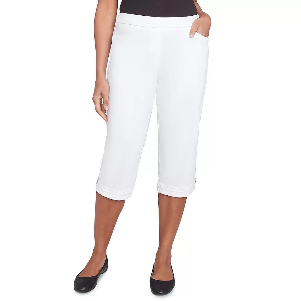 Women's Alfred Dunner Novelty Cuff Tummy Control Capri Pants, Size: 8, Pure White Product Image