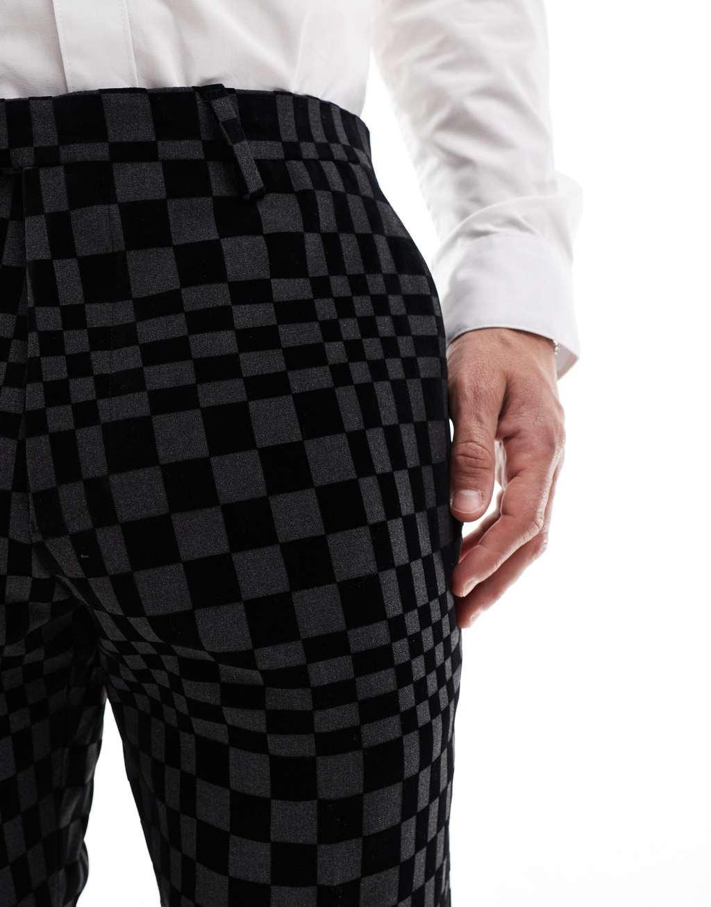 Twisted Tailor suit pants in checker board print - part of a set Product Image