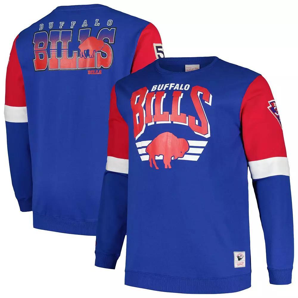Men's Mitchell & Ness Royal Buffalo Bills Big & Tall Fleece Pullover Sweatshirt, Size: XLT, Blue Product Image