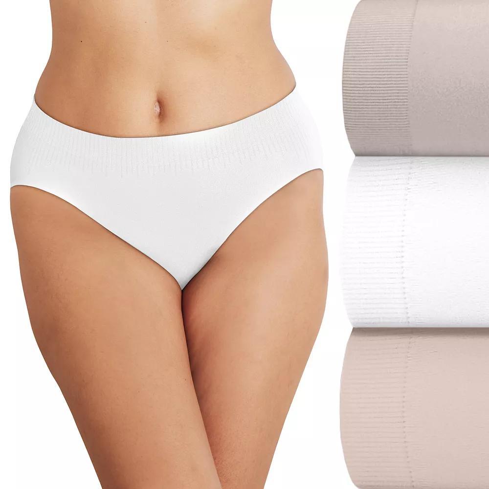 Bali Comfort Revolution 3-Pack Modern Seamless Hi Cut Panty DFMSH3, Women's, Size: 6, Blush White Sandshell Product Image