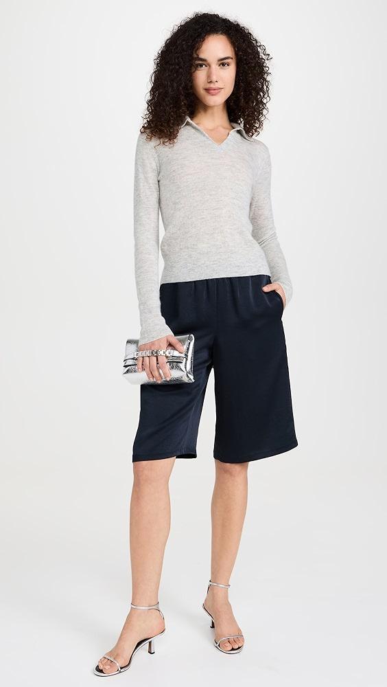 Vince Silk Blend Collar Crew Neck | Shopbop Product Image