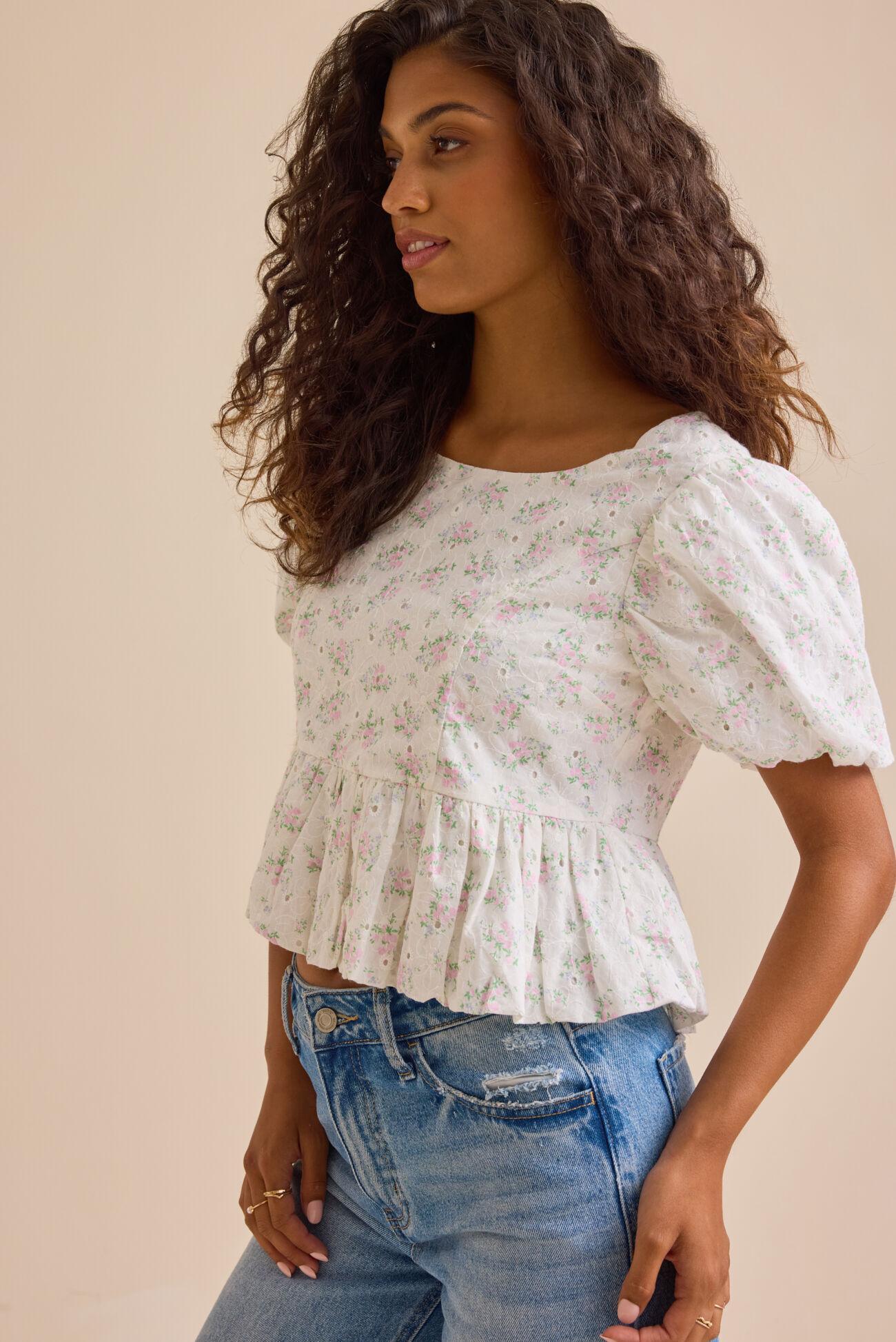 Rosalie Floral Eyelet Top Product Image