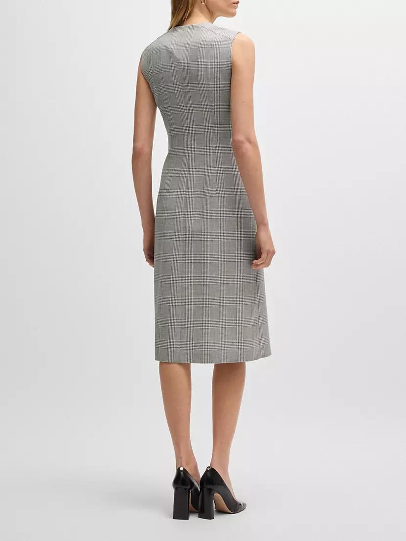 Wrap Front Dress in Checked Virgin Wool Crepe Product Image