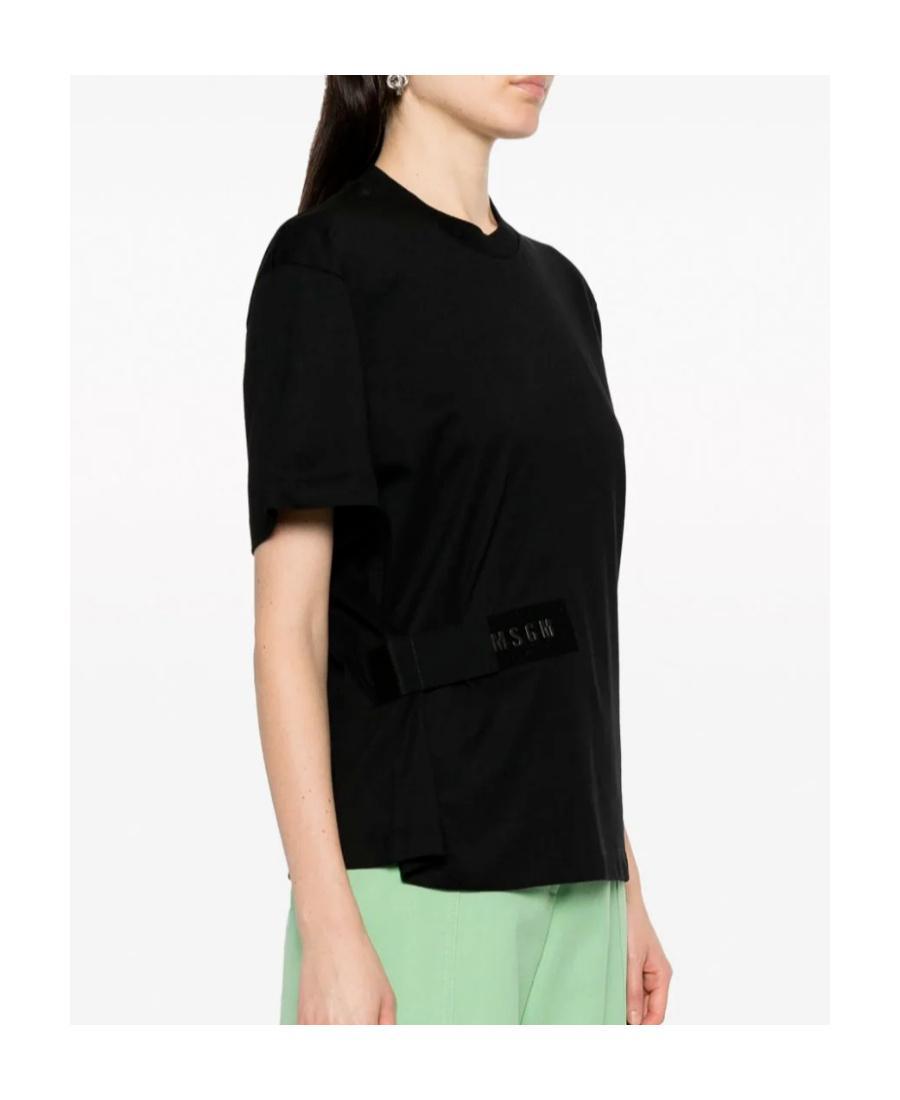 MSGM Logo-embroidered Cotton T-shirt In Black Product Image