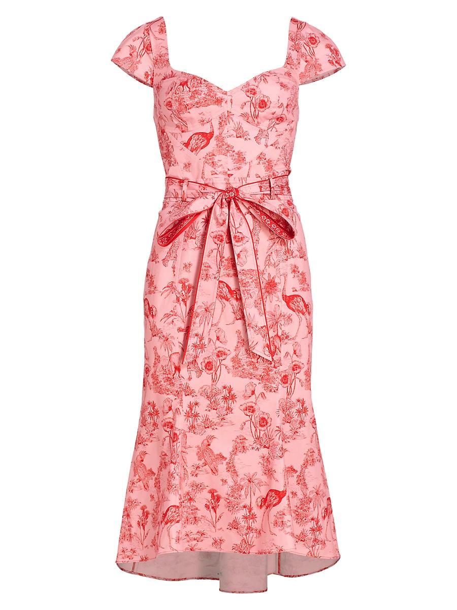 Womens Marchesa Rosa Daylily Cotton-Blend Midi-Dress Product Image