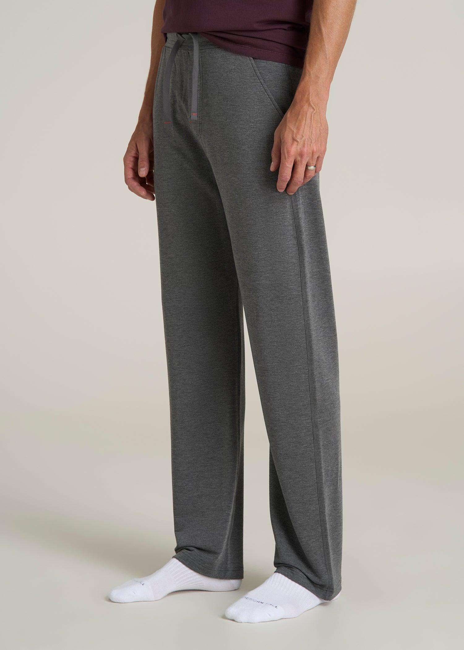 Open-Bottom Tall Men's Pajama Pants in Charcoal Mix Product Image
