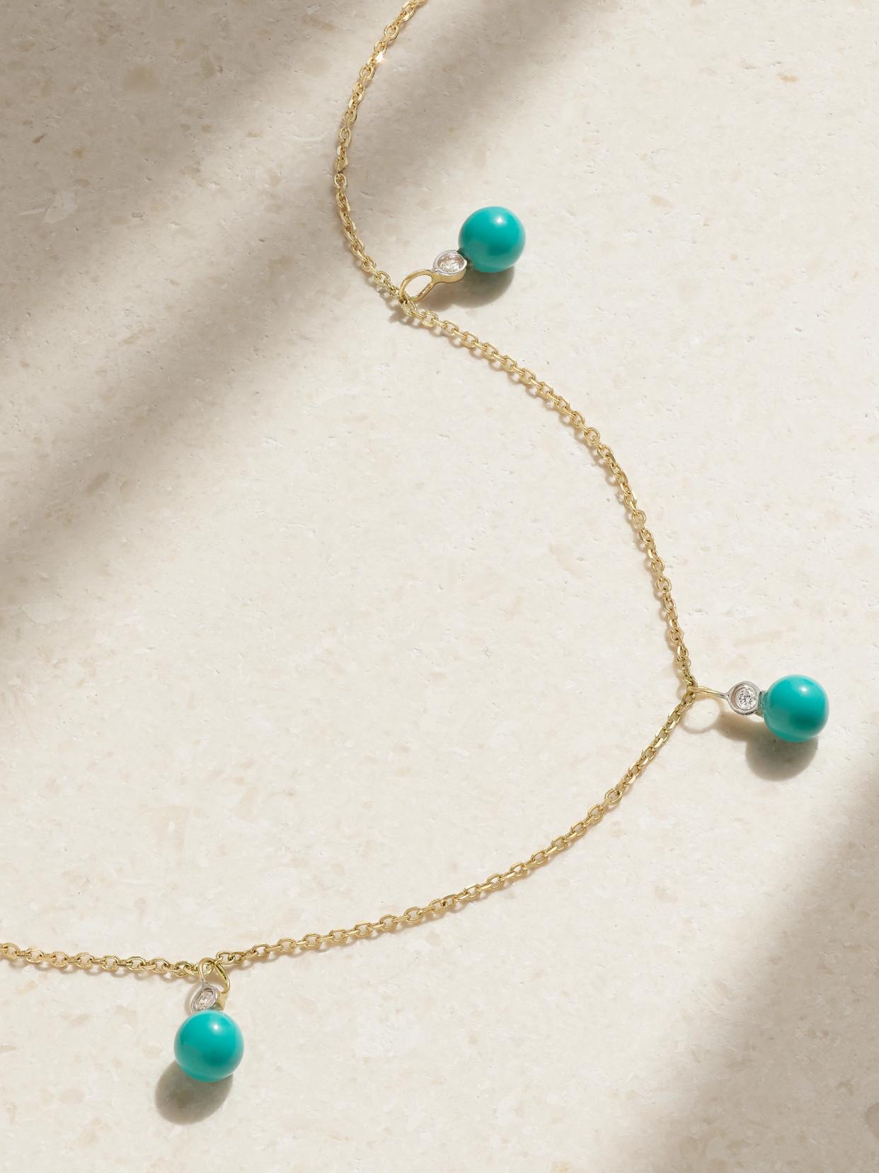 MATEO 14-karat Gold, Turquoise And Diamond Necklace Product Image
