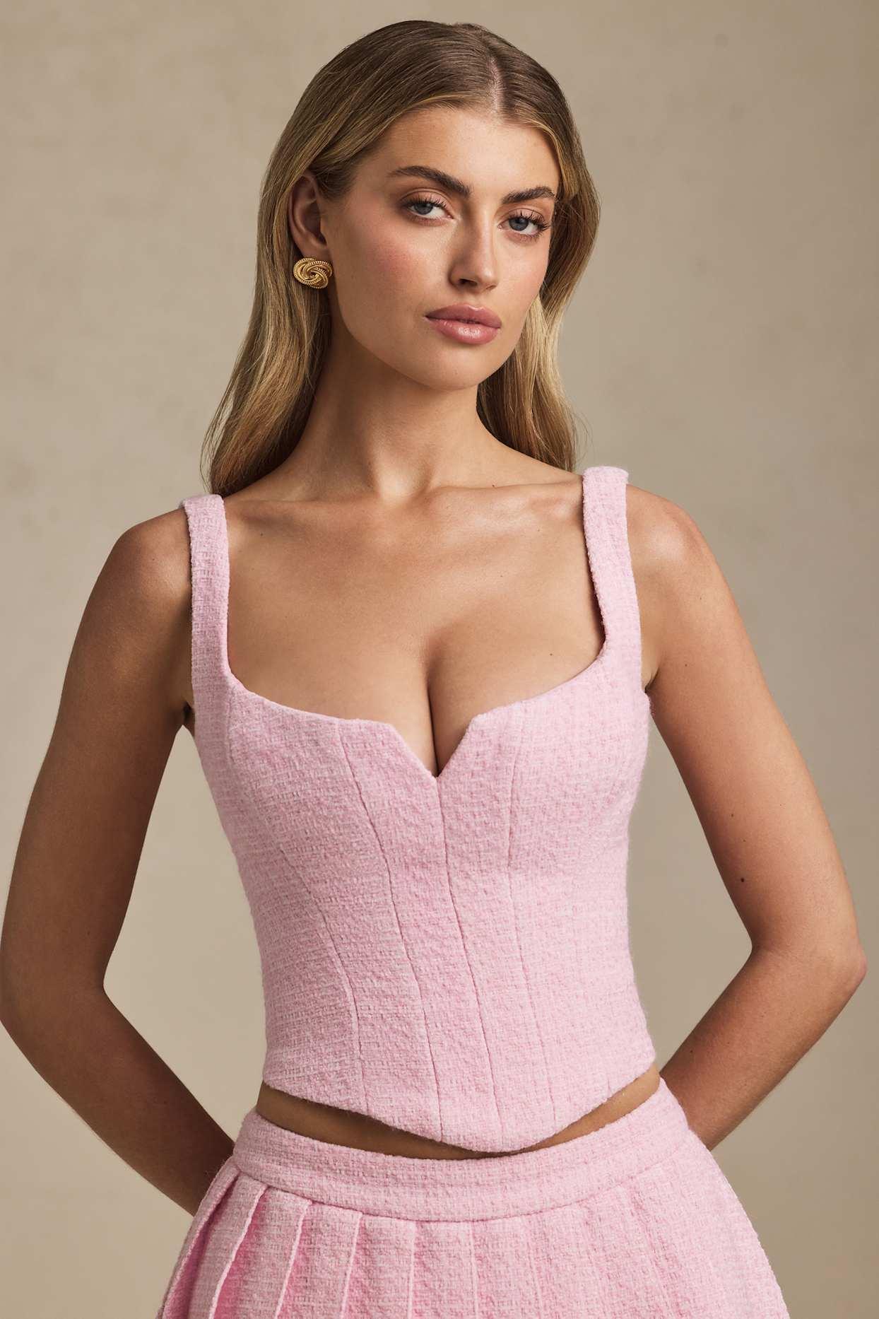 Lace-Up Corset Top in Soft Pink Product Image