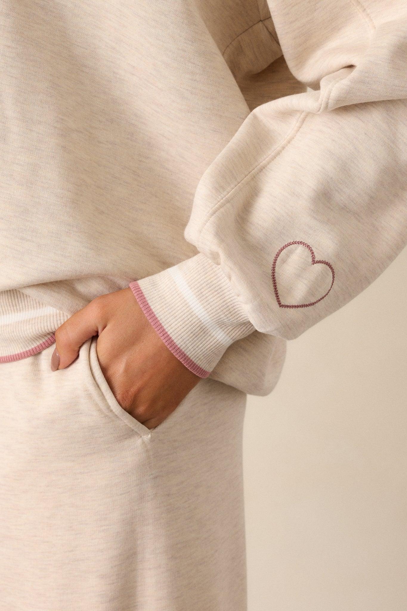 Z Supply Homebody Oatmeal V-Neck Sweatshirt Product Image