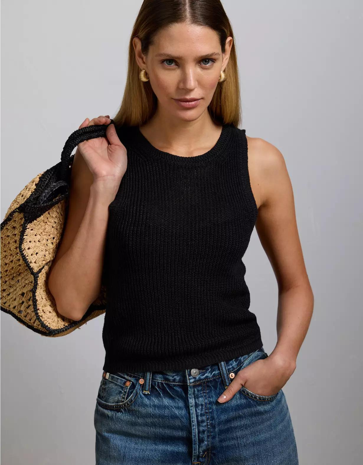 AE77 Premium Linen Sweater Tank Top Product Image