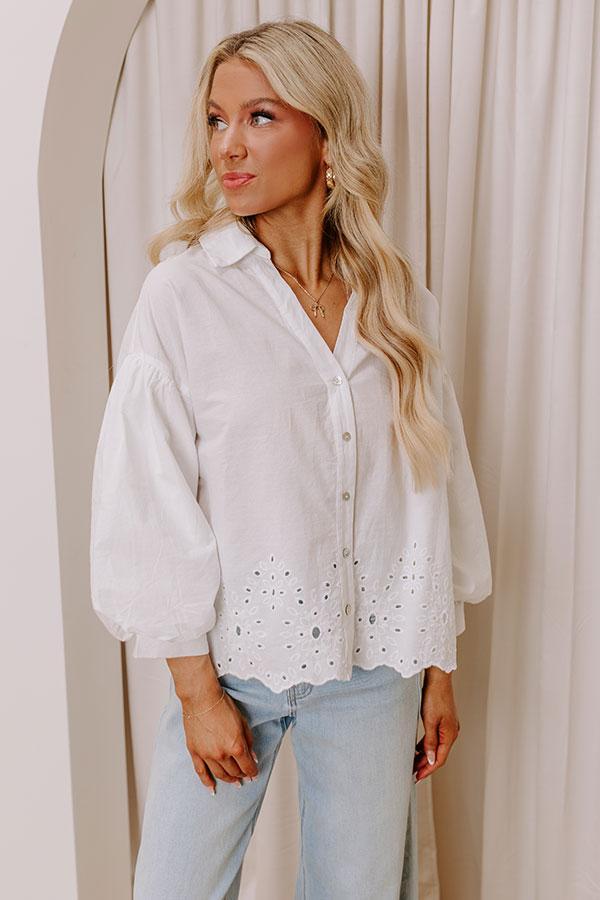 Kind Gesture Eyelet Top in White Product Image