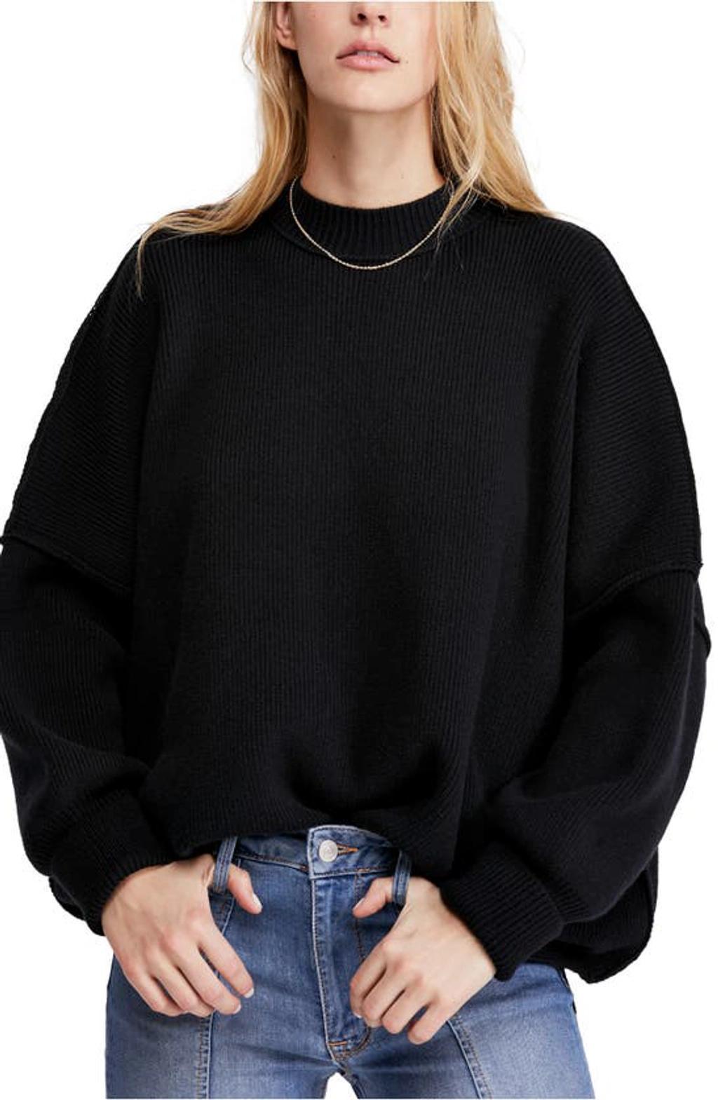 Free People Easy Street Tunic Sweater Black S Product Image