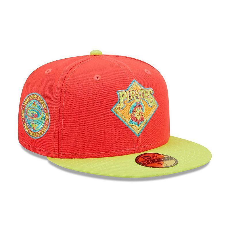 Men's New Era Red/Neon Green Pittsburgh Pirates   Lava Highlighter Combo 59FIFTY Fitted Hat, Size: 7 3/4 Product Image