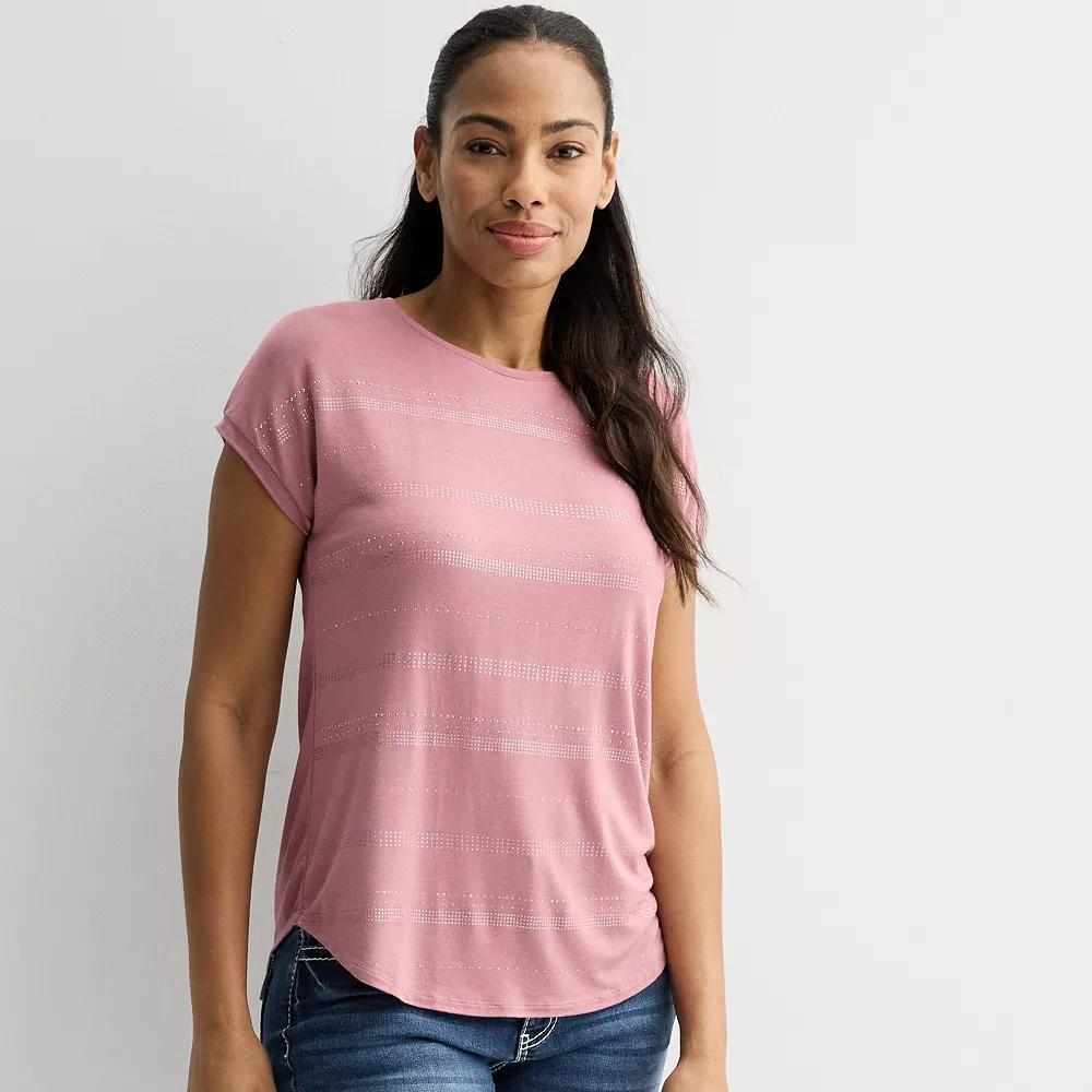Women's Apt. 9® Short Sleeve Embellished Top, Size: XXL, Mahal Pink Product Image