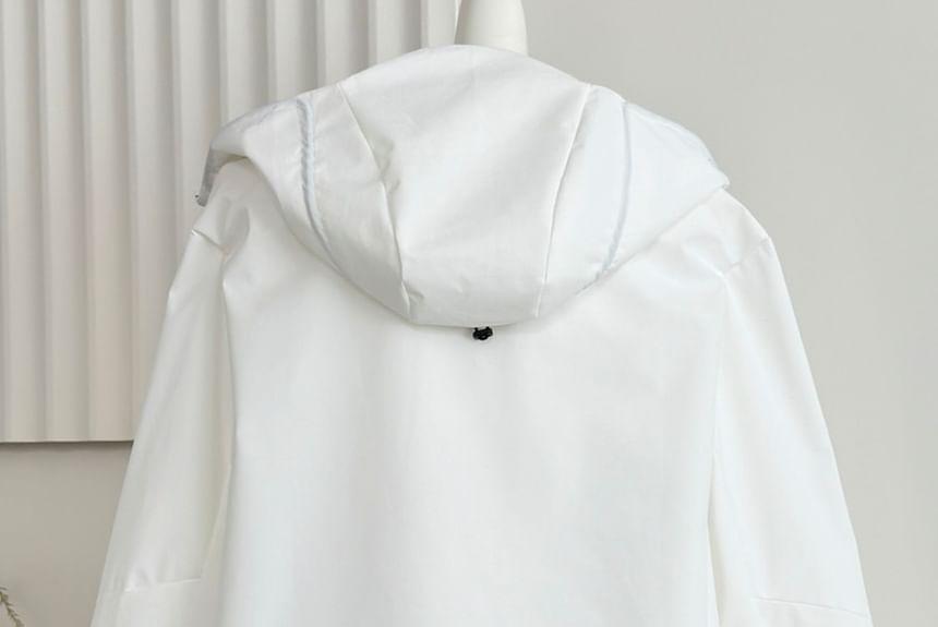 Hooded Plain Zip-Up Shell Jacket Product Image