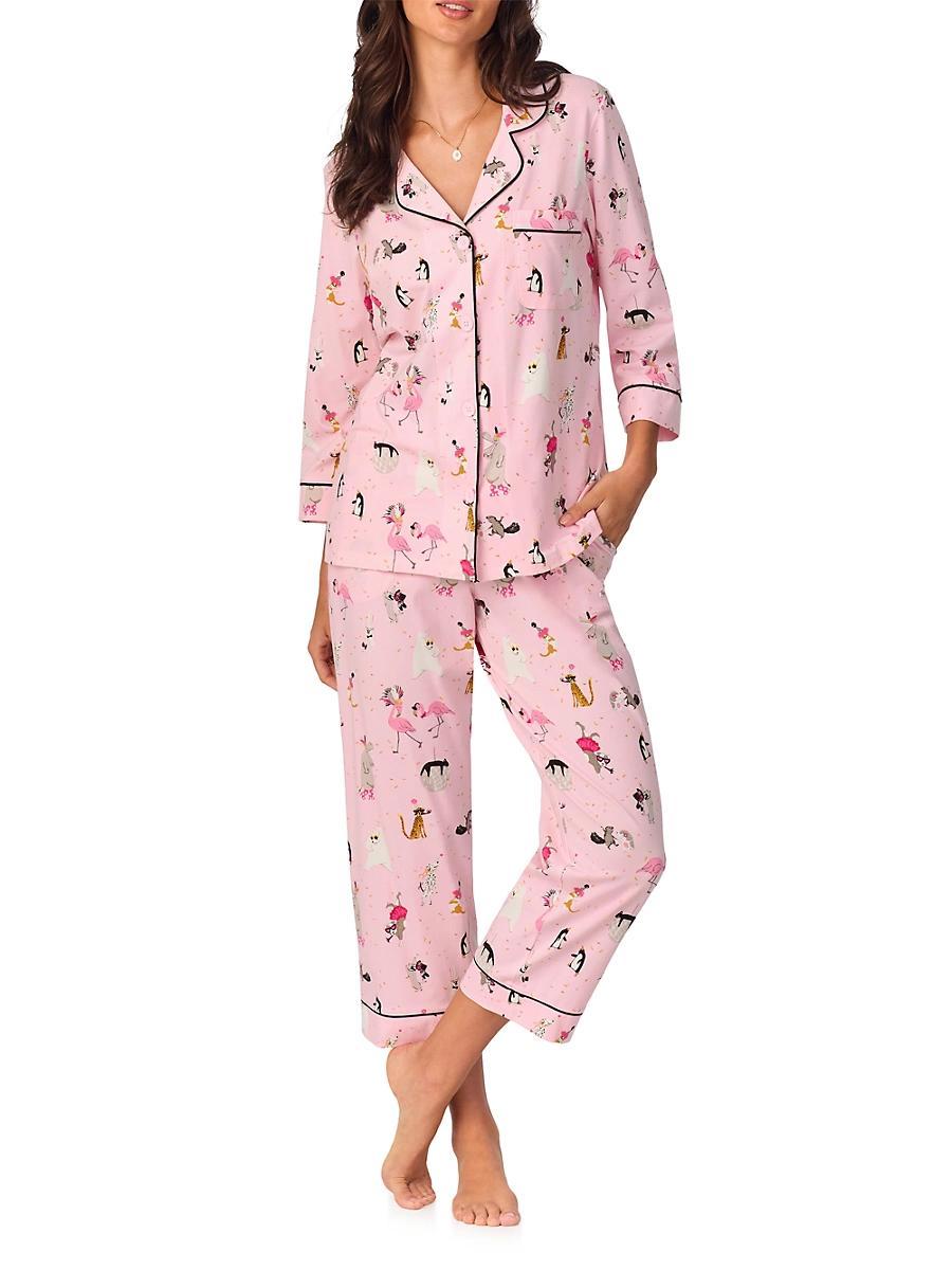 Womens 3/4-Sleeve Cropped Pajama Set Product Image